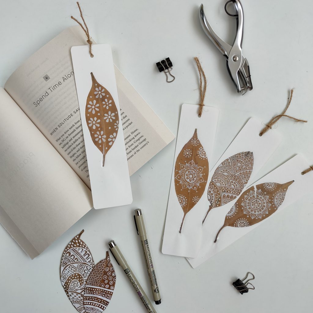 Pressed Leaf Bookmark | Real Leaf Art | Set of 4